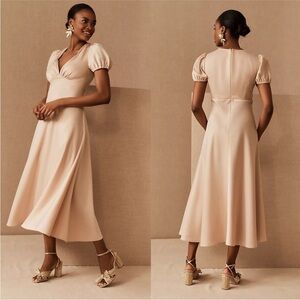 Sachin + Babi Anthropologie BHLDN Shelley Satin Midi Dress size 8 Bridesmaid